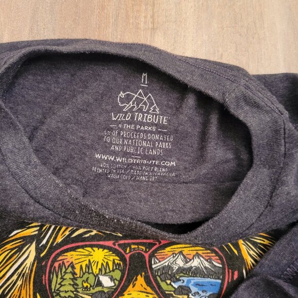 Wild Tribute 4 The Parks T Shirt Mens Medium Charcoal Gray Maximus Dog CO - Picture 3 of 8